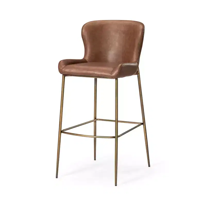 Maven Lane Naomi Metal Bar Stool with Faux Leather 31