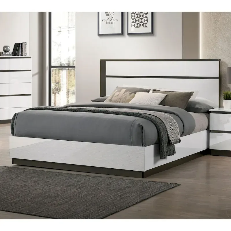 Contemporary White Wood Platform Bed