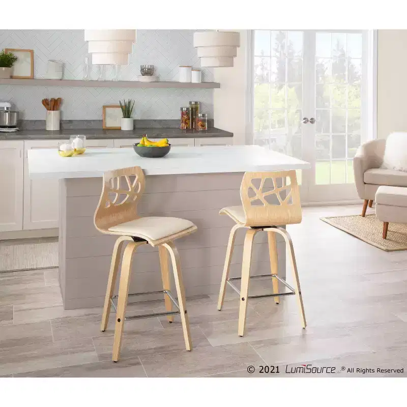 Set of 2 Folia Upholstered Counter Height Barstools - Lumisource