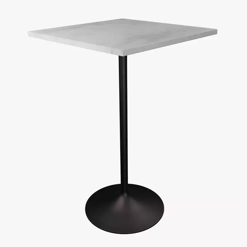 27 Sqaure Bar Height Dining Table - Modern Resin Top with Black Steel Pedestal Base Counter Height Table for Kitchen, Home, and Pub