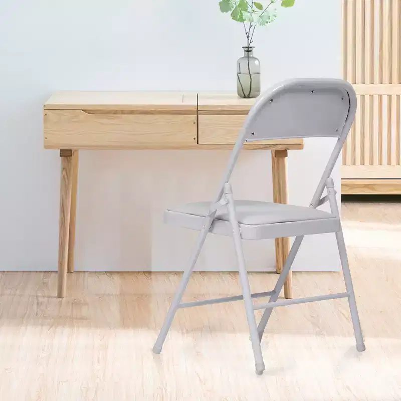 SUGIFT 4 Pack Folding Chairs with Padded Seats, Metal Frame with Pu Leather Seat & Back, White