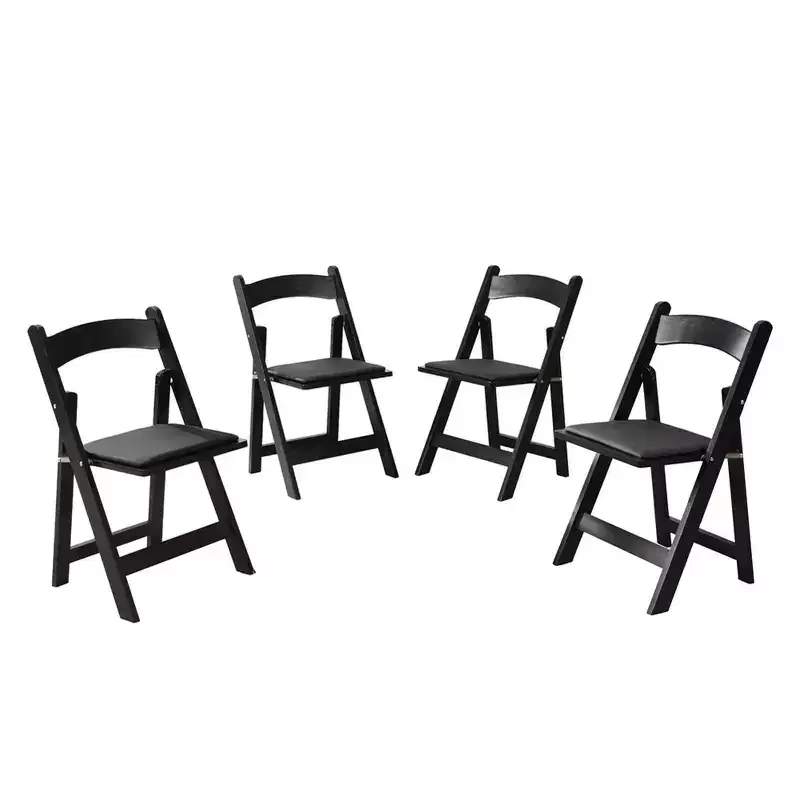 Upholstered Folding Chair Set of 4, Folding Dining Chair with Padded Seat, Portable Wood Accent Chairs for Dining Room Restaurant Office Events