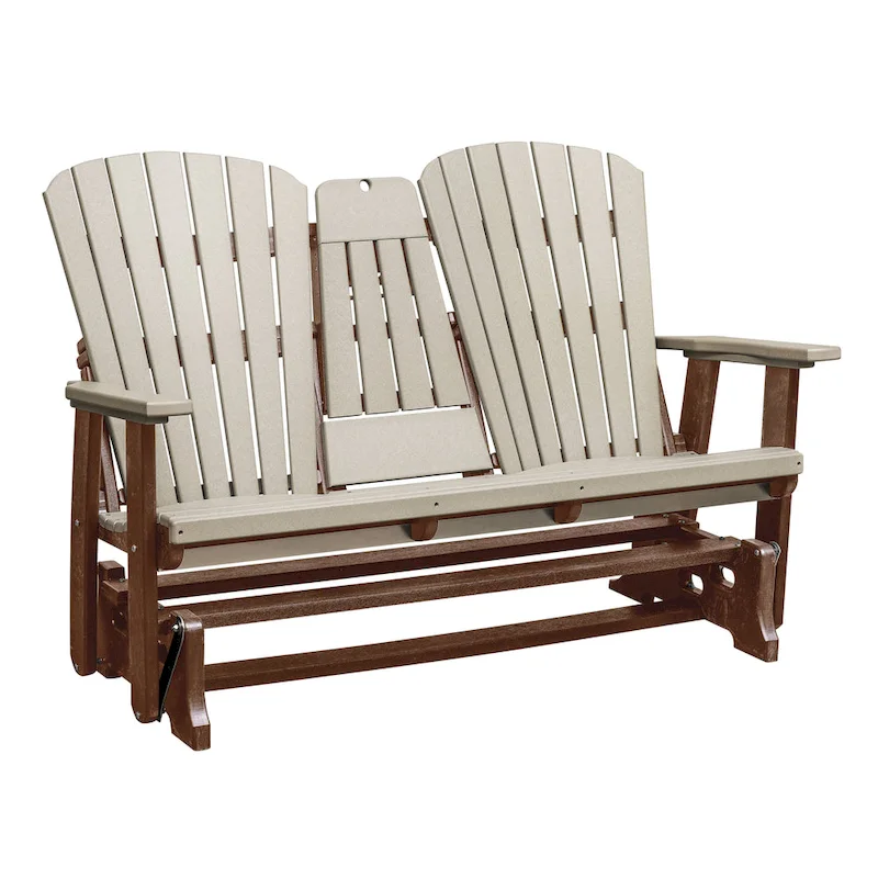 American Furniture Classics Two Seat Fan Back Glider with Drop Down Table/Cup Holder - N/A