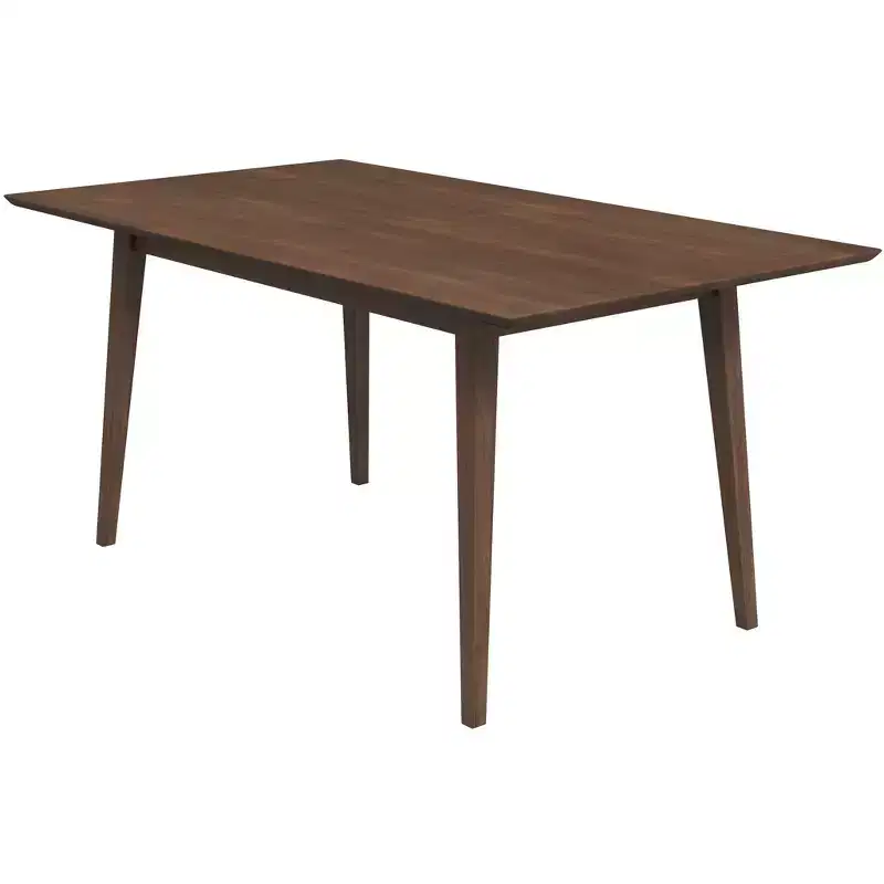 Mid-Century Solid Wood Dining Table 4-6 Seats, Brown Beveled Finish