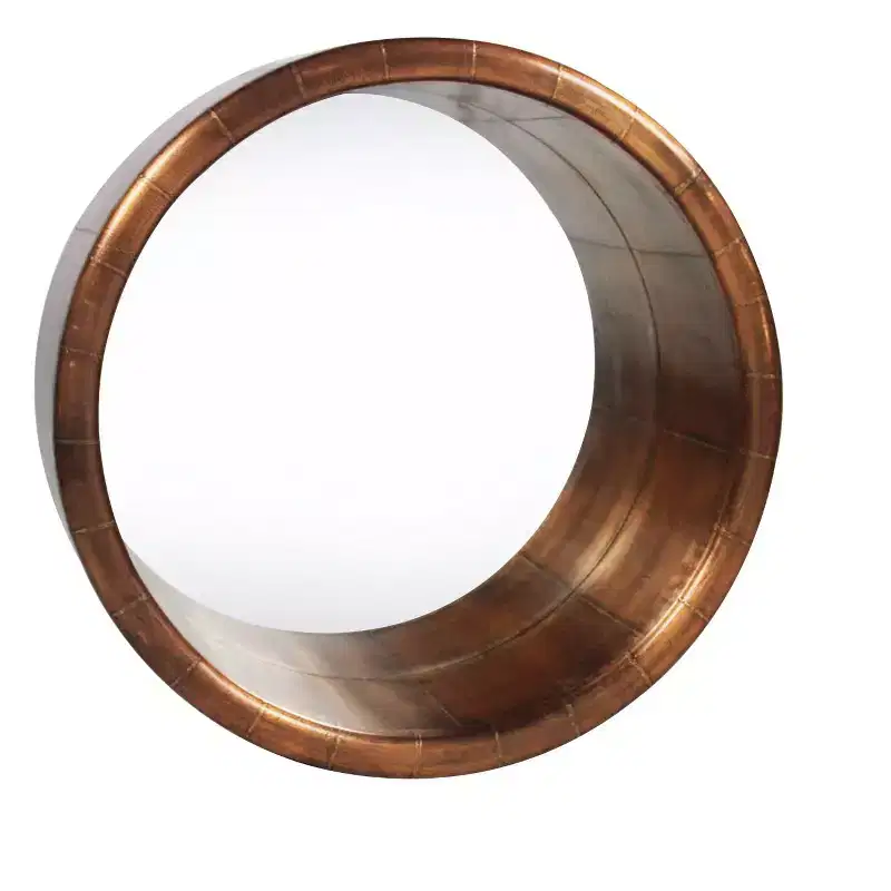 21 Copper Round Metal Framed Accent Mirror