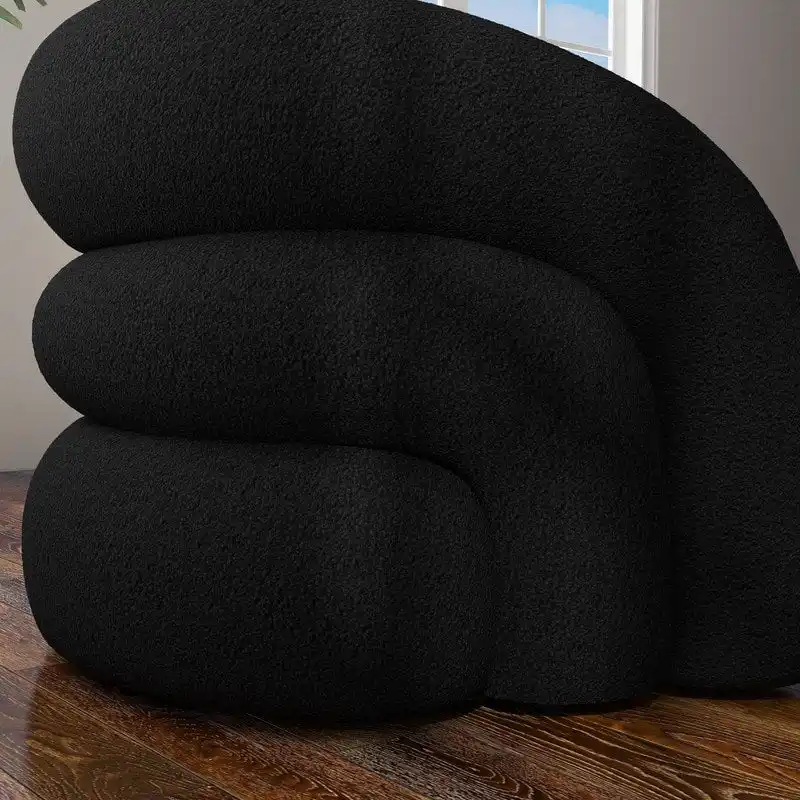 SEYNAR Modern Glam 360 Degree Swivel Teddy Upholstered Accent Armchair with Tufted Back