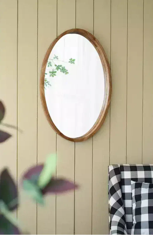 24 x 36 Inch Oval Wall Mirror with Wood Frame