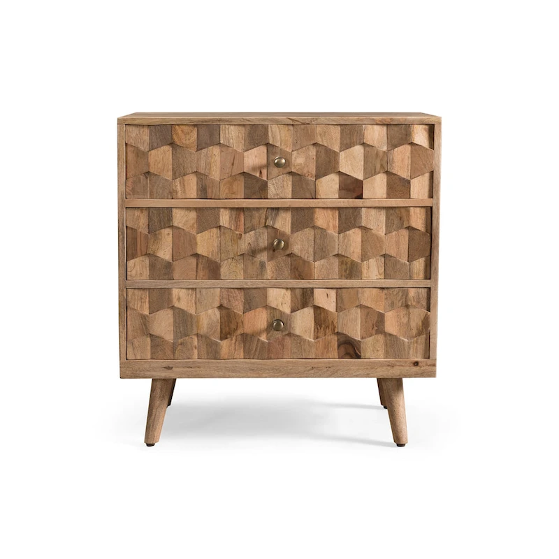 Latona Mid-Century Modern Handcrafted Mango Wood 3 Drawer Chest by Christopher Knight Home