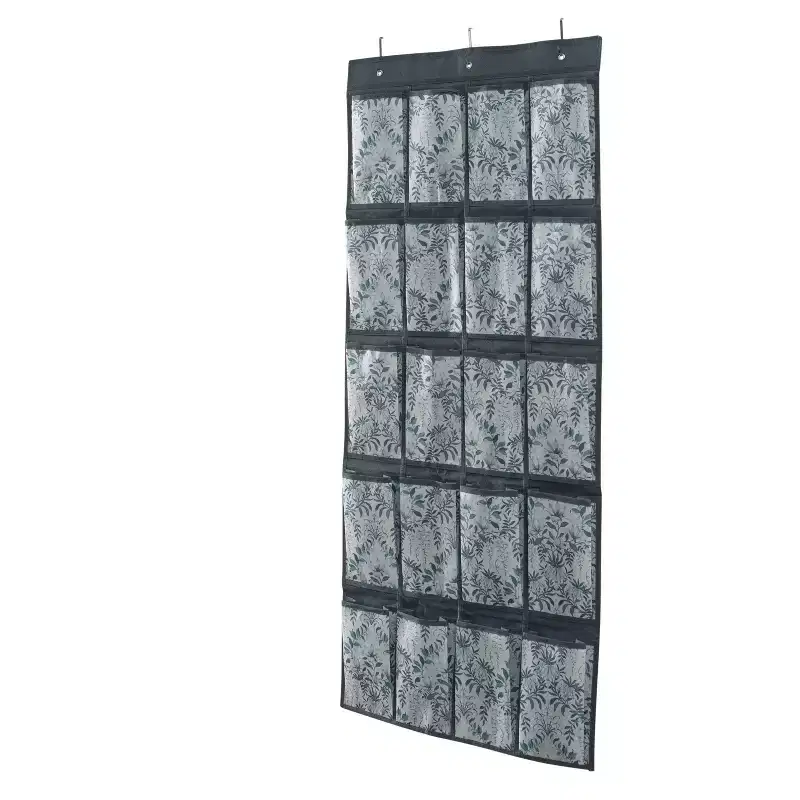 20-Pocket Over-The-Door Hanging Shoe Organizer - Multicolored, Holds 20 Pairs