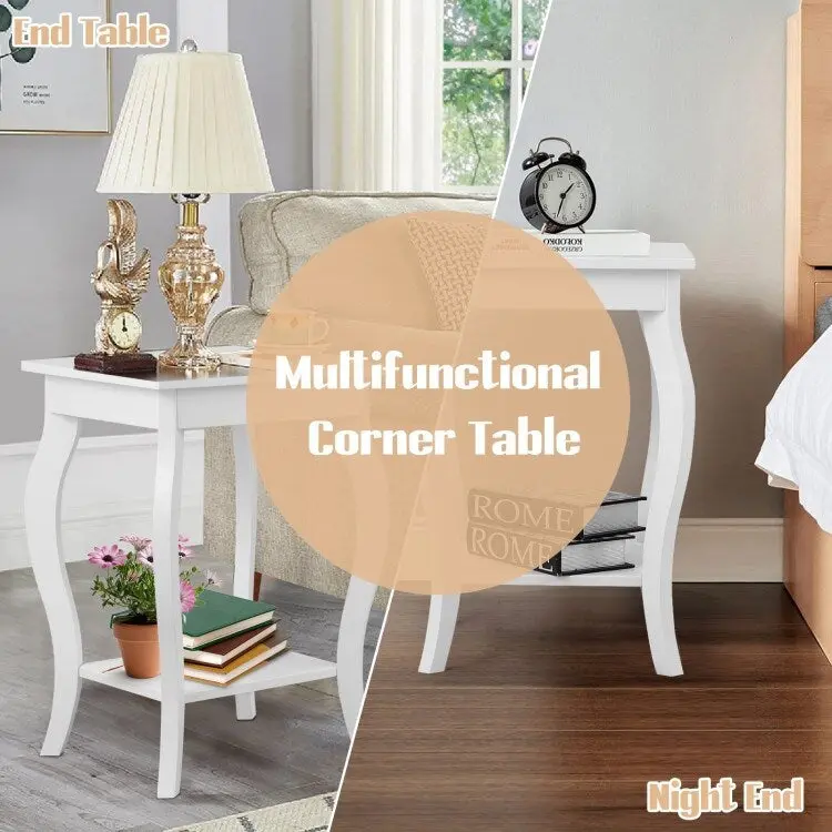 Set of 2 Accent Side Tables with Shelf - 16 x 16 x 24 (L x W x H)