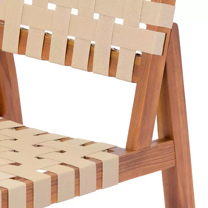 Christopher Knight Home Prasert Modern Acacia Wood Patio Side Chairs with PE Woven Rope (Set of 2)