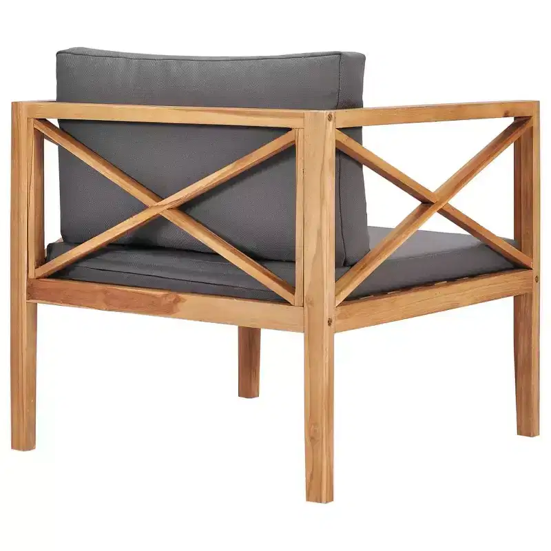 vidaXL Patio Chair Dark Gray, Teak Solid Teak Wood, Polyester Fabric