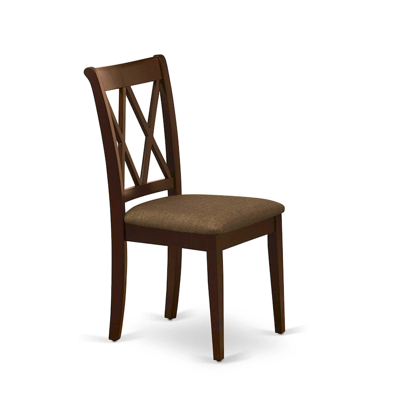 East West Furniture 3 Piece Dining Table Set- a Round Kitchen Table with Pedestal and 2 Dining Chairs, Mahogany(Seat Options)