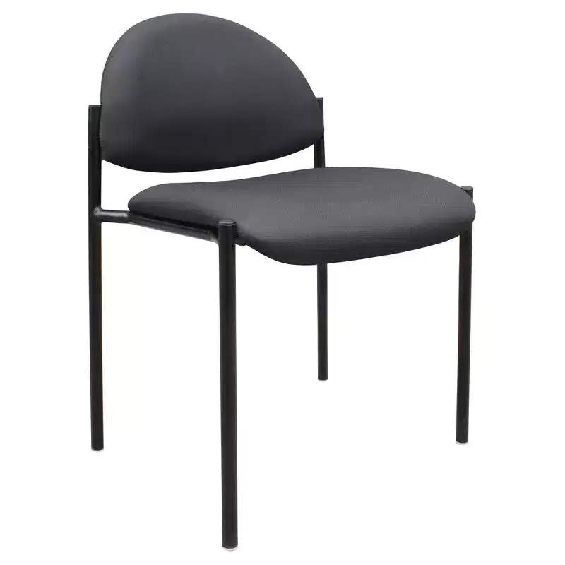 Armless Stacking Chair Black Vinyl