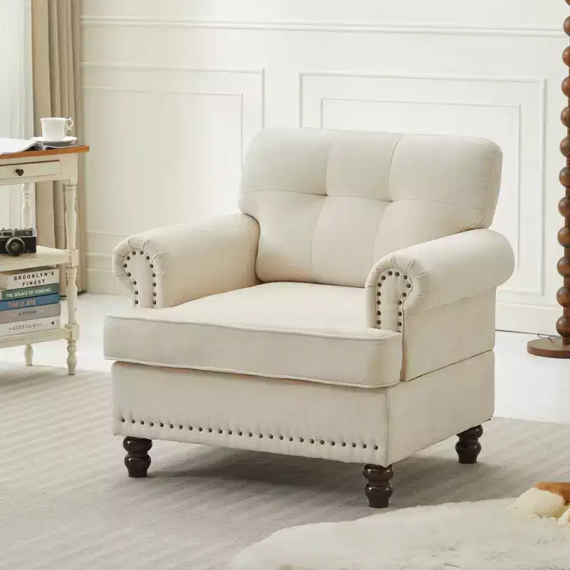 Hyleory Chenille Upholstered Pull Point Accent Chair,Sofa Armrest Chair for living room bedroom Office