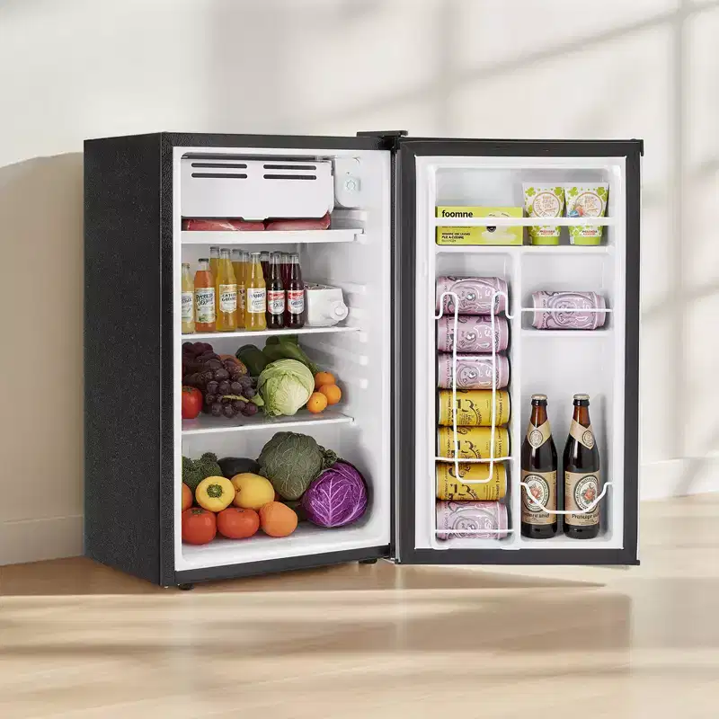 VEVOR Mini Fridge, 3.2 Cu.Ft, Single Door Compact Refrigerator, Glass Shelf, Energy Efficient Small Refrigerator, Reversible Door, Silver