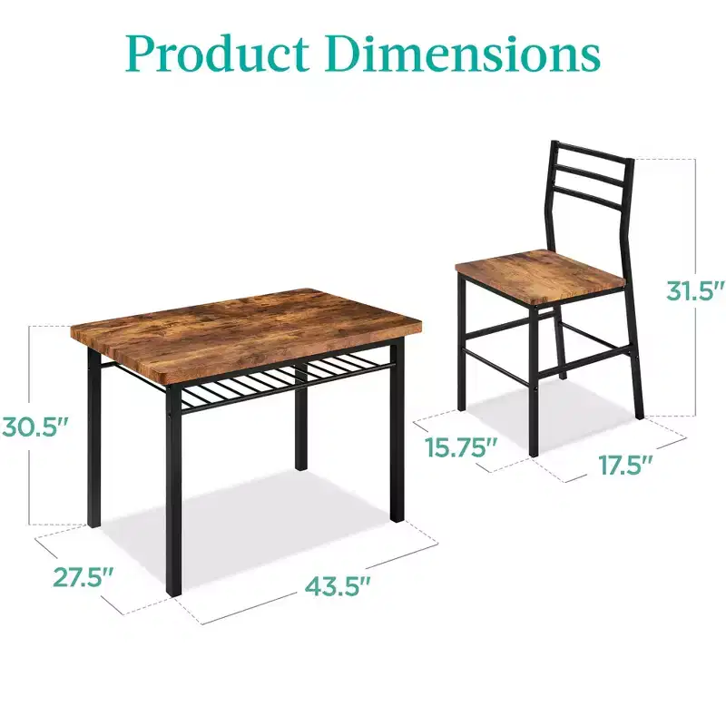 Best Choice Products 5-Piece Modern Dining Set, Kitchen Table W/ 4 Matching Chairs & Storage Rack - Medium Brown/Black