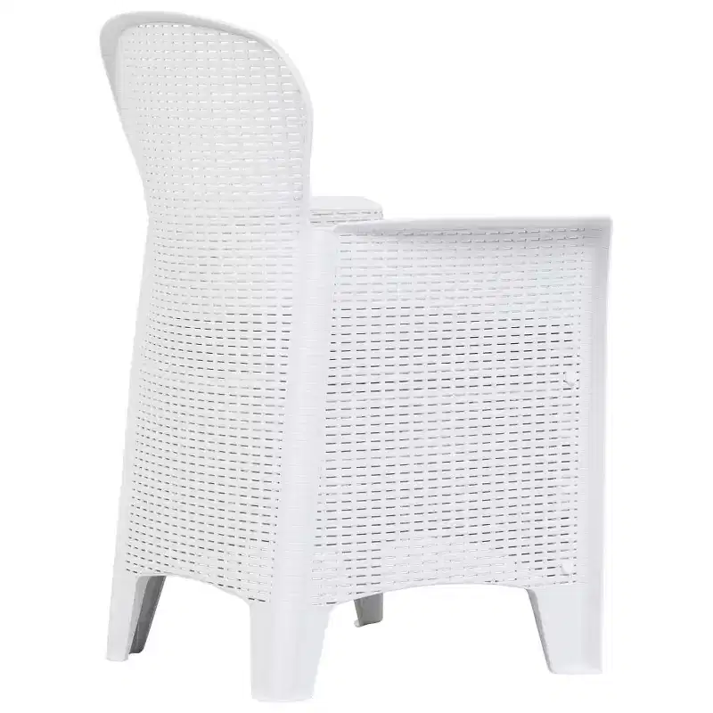vidaXL Patio Chairs 2 Pcs Dining Single Chair with Cushion Plastic Rattan Look