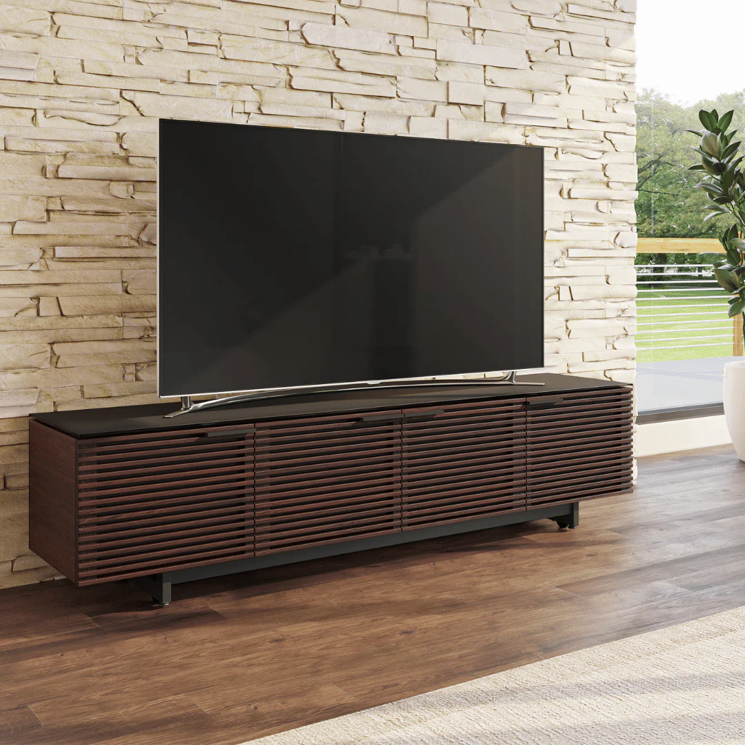 Modern Charcoal Walnut Entertainment Cabinet for Living Room
