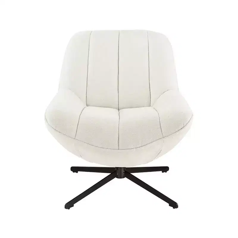 Modern Swivel Accent Chair Fabric Upholstered Lounge Chairs with Metal Legs Armless Sofa Chairs for Living Room&Bedroom,Off White