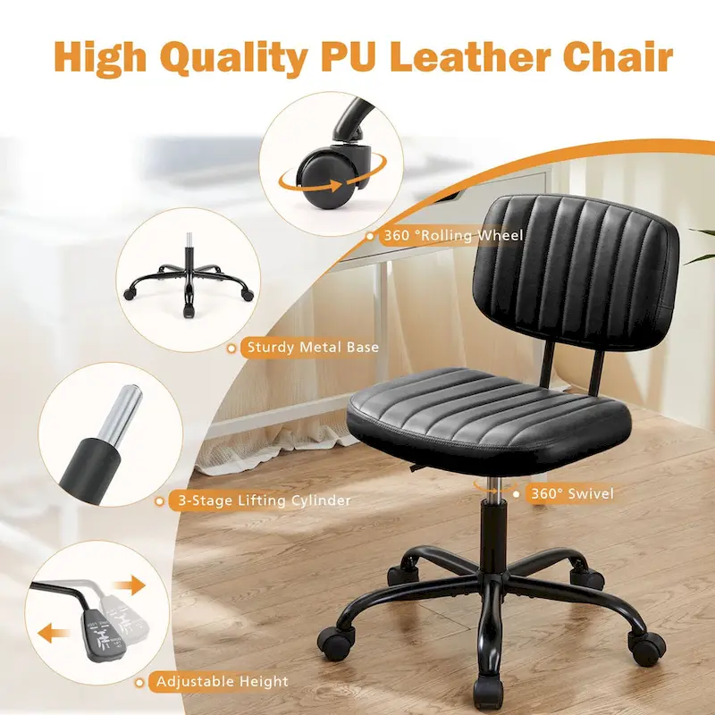 Low Back Task Chair Small Home Office Chair with Wheels