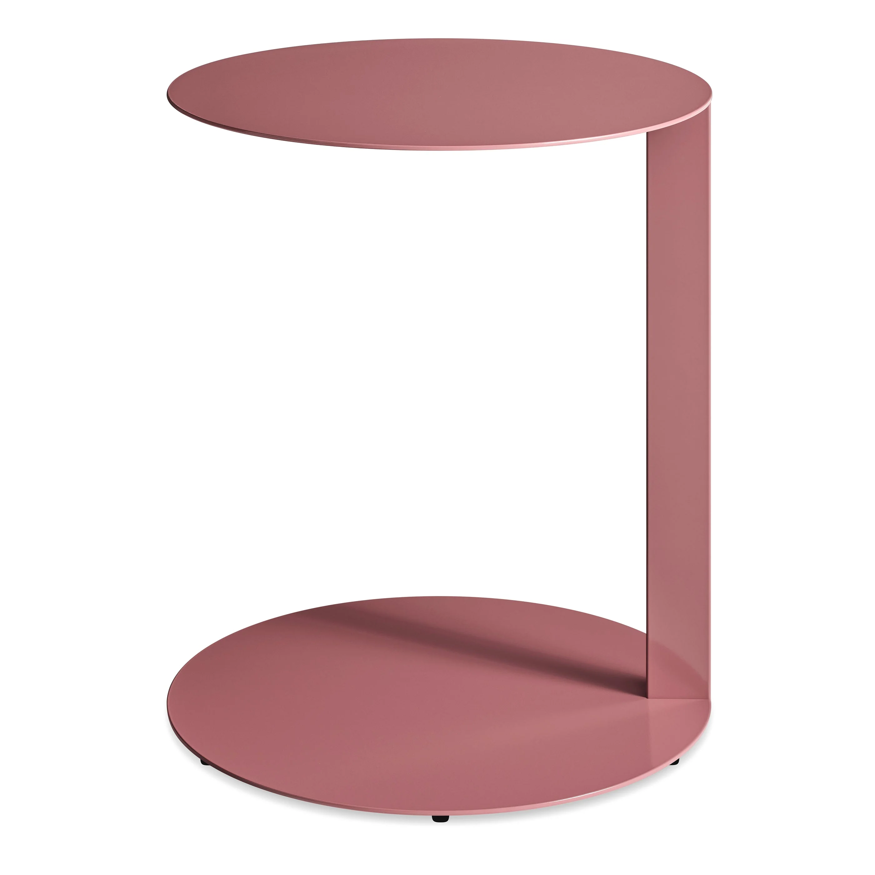 Modern Mauve Steel C-Table with Cantilevered Top for Living Room