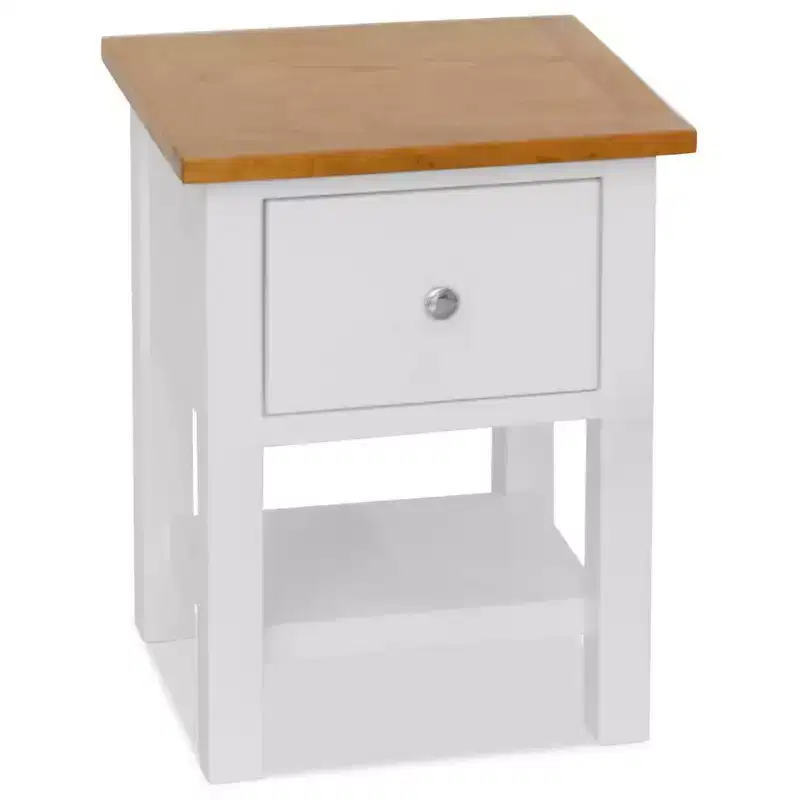 vidaXL 2-Piece Nightstands, 14.2x11.8x18.5, Solid Oak Wood Top and Pinewood Frame, Dark Wood and White, Space-Saving Design, Fully Assembled