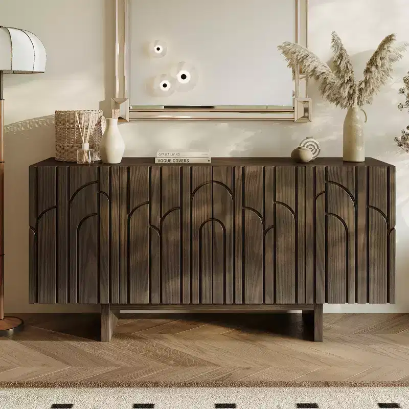 Modern 4 Doors Freestanding Wood Storage Buffet Sideboard, TV Stands and Console