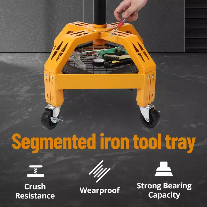 Rolling Garage Stool, Padded Mechanic Stool, 300 LBS Capacity, Adjustable Height, 360 Swivel Wheels, Convenient Storage Shelf
