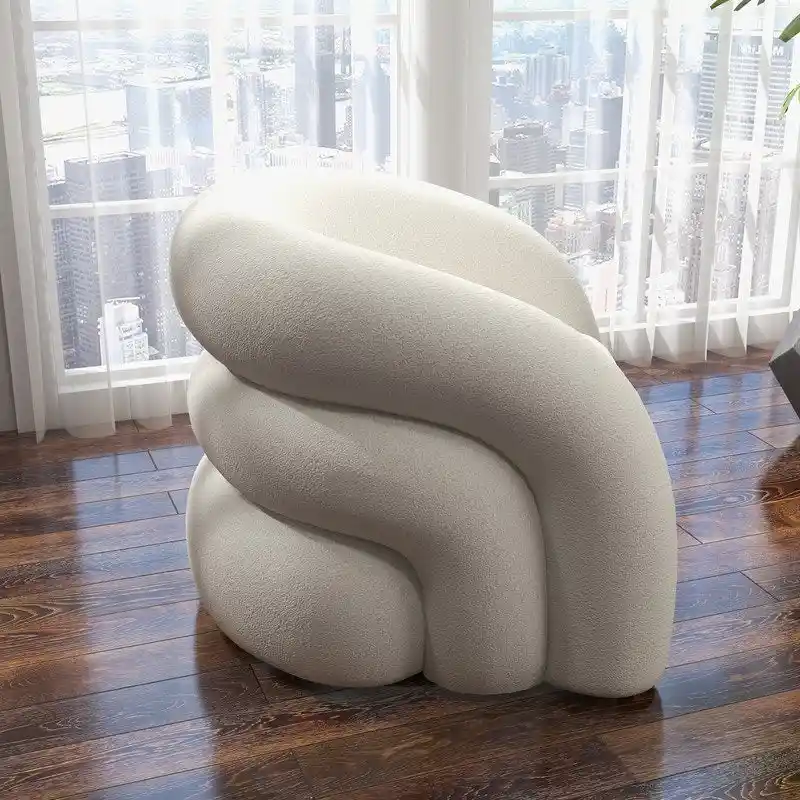 SEYNAR Modern Glam 360 Degree Swivel Teddy Upholstered Accent Armchair with Tufted Back
