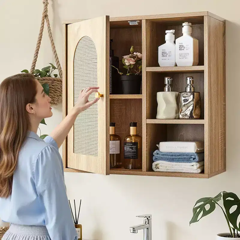 Wall Mounted Bathroom Cabinet with 5-Level Adjustable Shelf for Over Toilet Storage