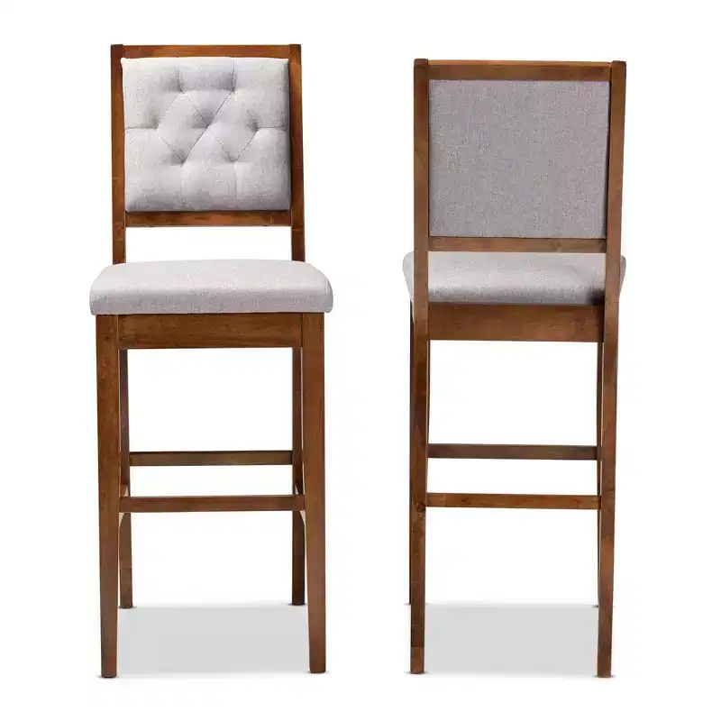 Gideon Fabric Upholstered Wood Barstool Set of 2 - 30-Inch
