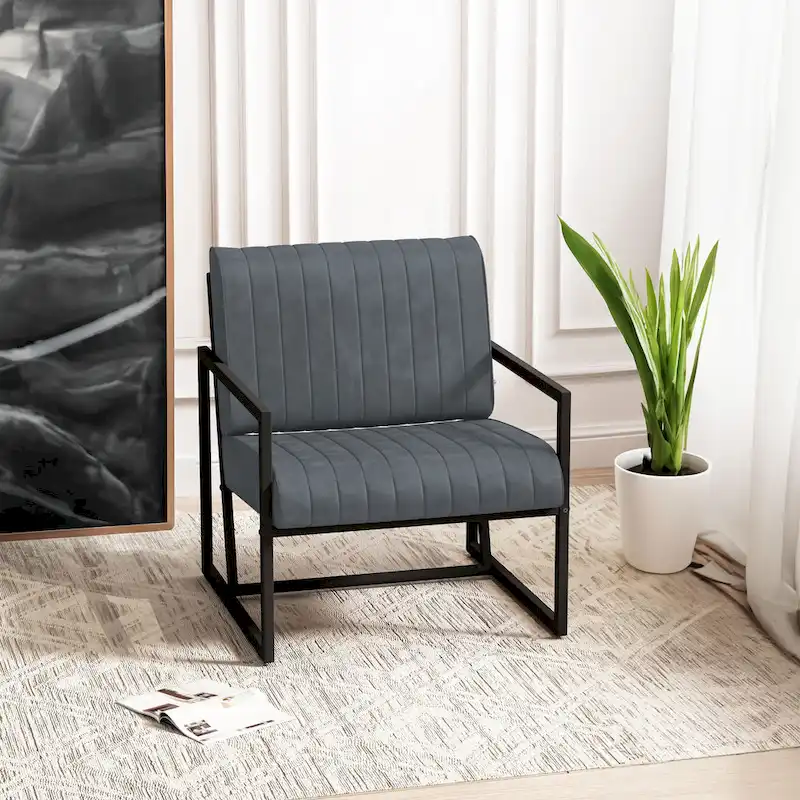 PU Leather Accent Chair with Padded Backrest