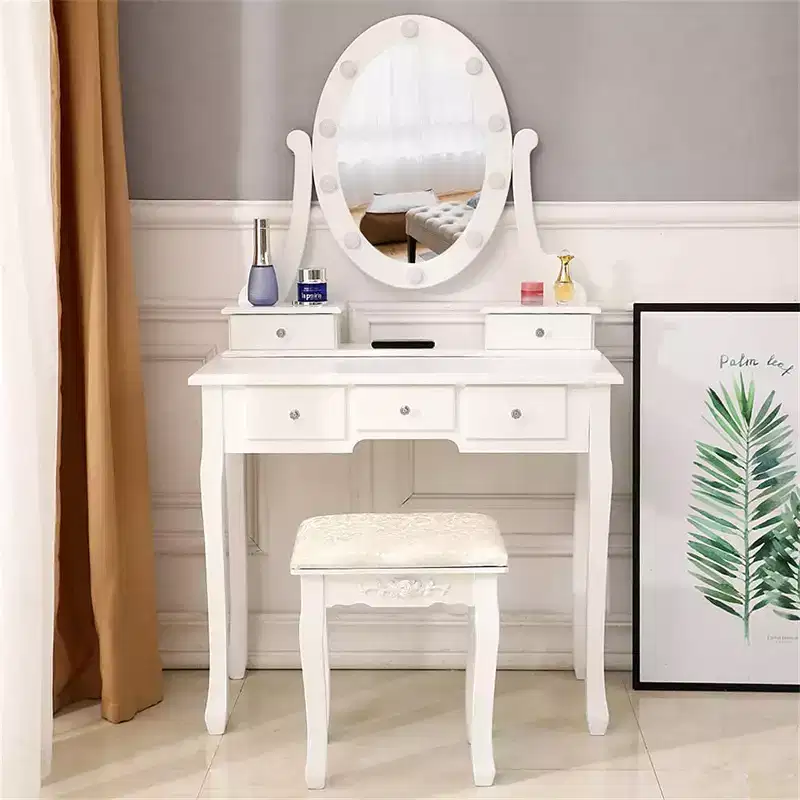 MDF 5-Drawer Vanity Dressing Table with LED Mirror 31.5
