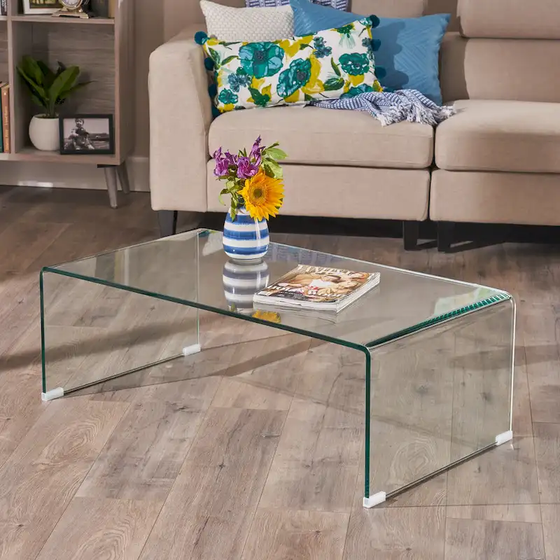 Solid Glass Rectangle Coffee Table - 39.37 D x 21.65 W x 14 H