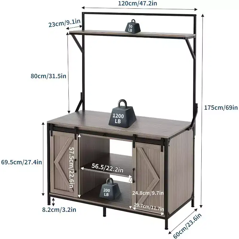 Aquarium & Reptile Tank Stand for Up to 120 Gallons, with 48x24 Tabletop, Built-in Power Outlet, Ideal for Bearded Dragons, Turtles & Fish
