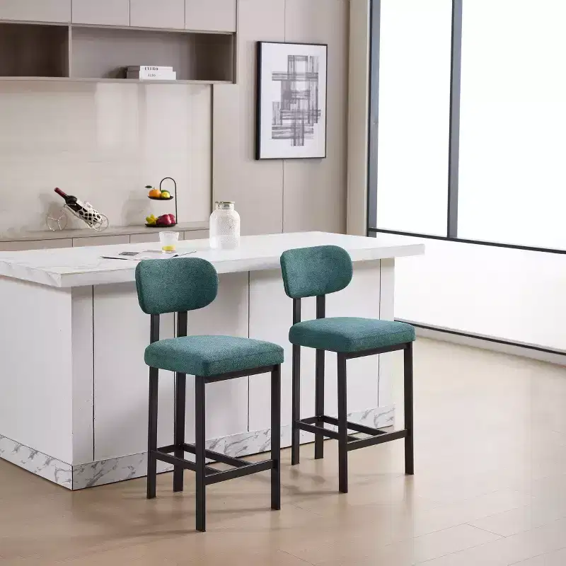 Upholstered Boucle Dining Chairs Set of 2 – Multiple Colors, Metal Legs