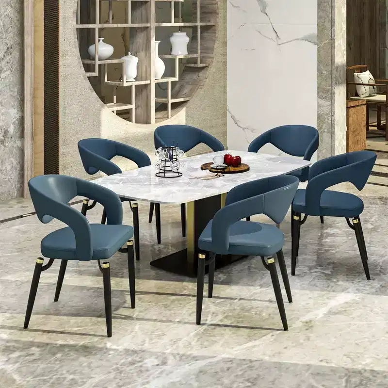 Entice Modern Dining Chair Upholstered Leather Seat with Curved Open Back and Metal Legs, Modern Kitchen, Dining Room, Home, Cafe Seating