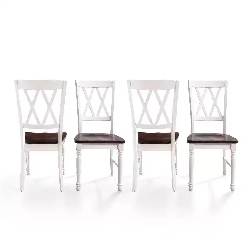 Dining Chair Set of 4 Rubberwood X-Back Armless 250 lbs Capacity Kitchen Dining Room