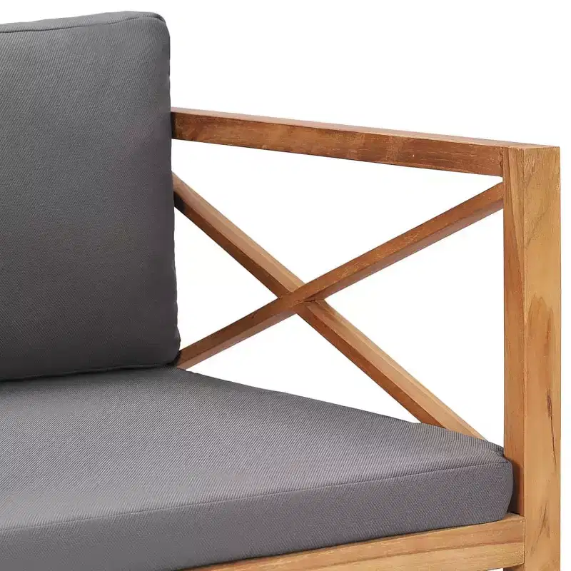 vidaXL Patio Chair Dark Gray, Teak Solid Teak Wood, Polyester Fabric