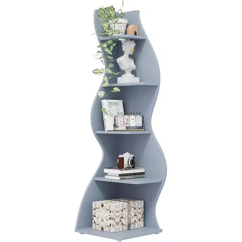 Lantine 5-Tier Sea Grass-inspired Corner Shelves