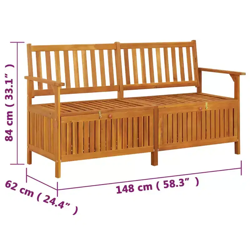 Bench Natural wood Solid acacia wood 58.3 in Bench Rectangular