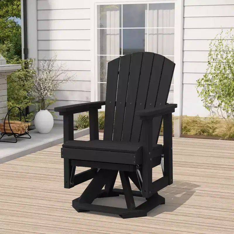 HYLEORY Adirondack Swivel Rocking Glider Chair, HDPE Resin Rocking Glider Chair