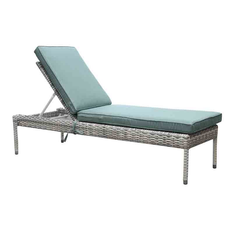 Outdoor Wicker Chaise Lounge with Cushions Ice Finish