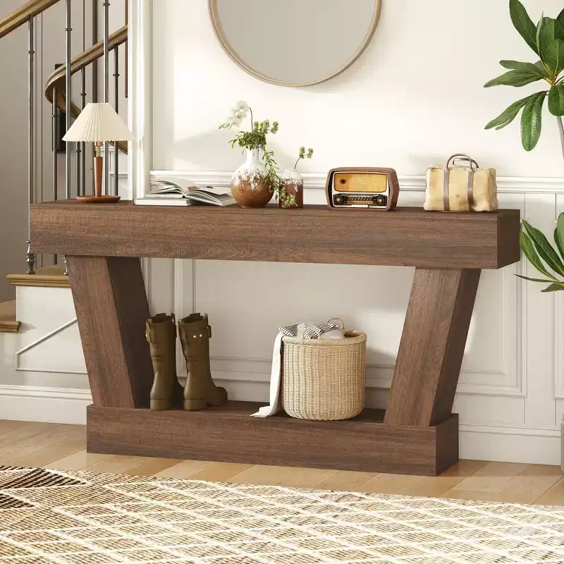 HOMCOM 63 Inch Vintage Console Table, Narrow Entryway Table