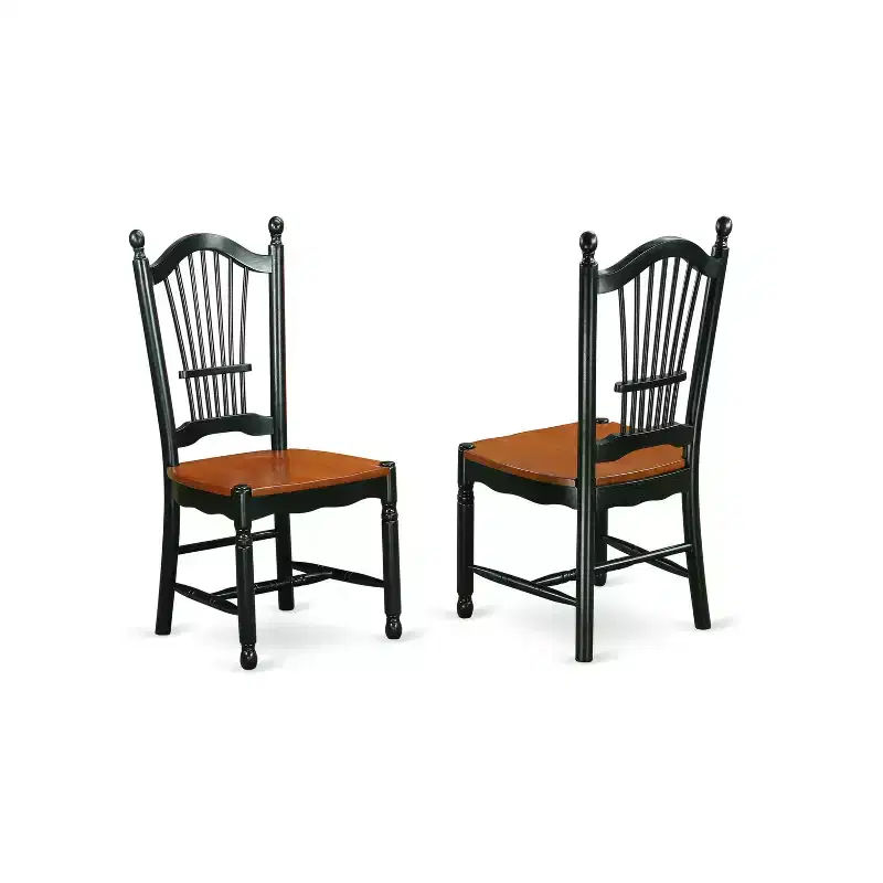 HomeStock Dinette Set Wood Chairs and Table Cherry Black Finish