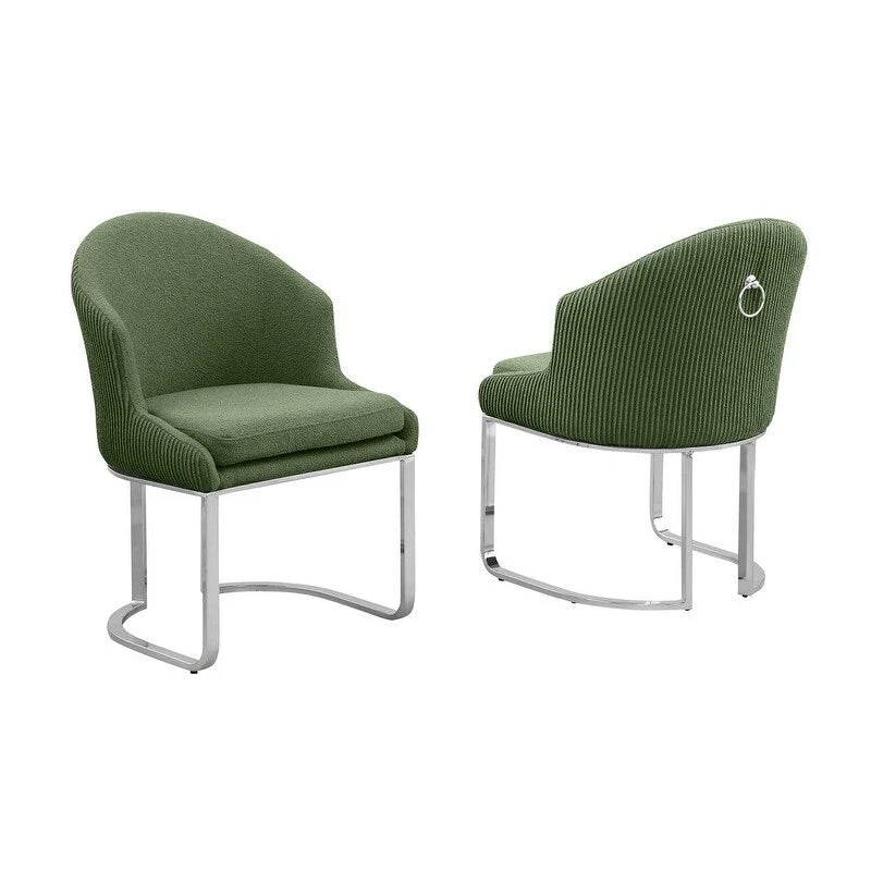 Best Quality Furniture Teddy Fabric Chrome Dining Chairs (Set of 2) - N/A