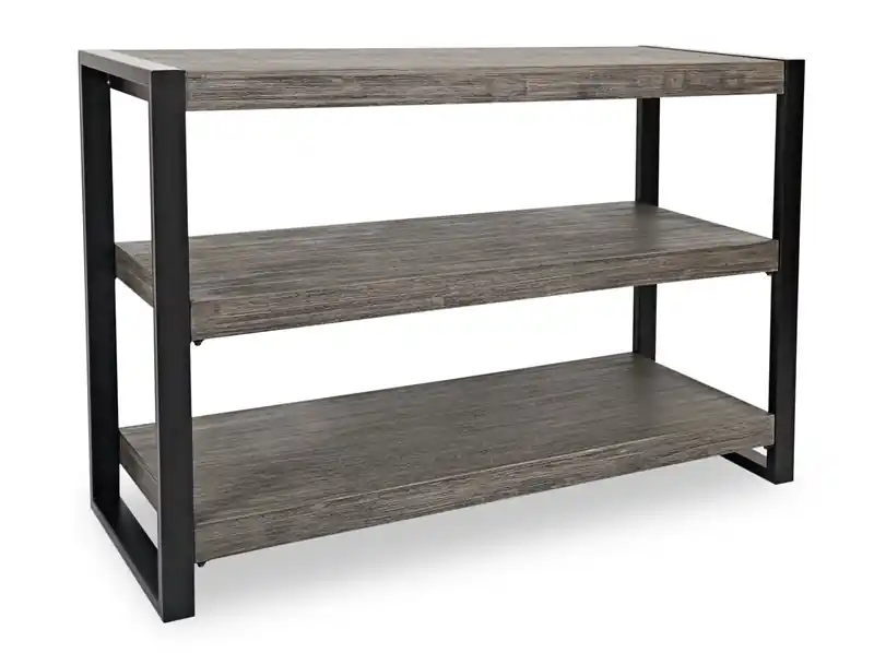 50 Modern Sofa Table with Shelf - Grey with Black Metal Legs