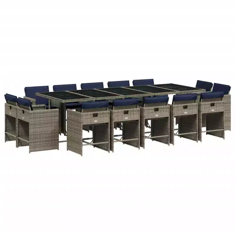 vidaXL Patio Dining Set Set of 14 Gray
