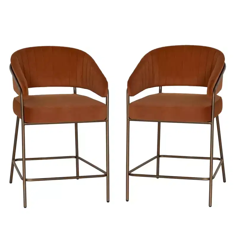 Linon Set of 2 Pernell Counter Height Barstools Caramel